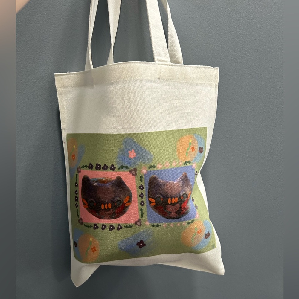 🐱Clay Cat Tote Bag: Original Gouache Art Print🐱
